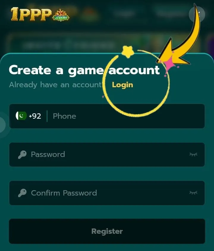 1ppp game create account screenshot